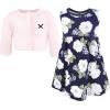 image:imageHudson Baby Infant and Toddler Girls Cotton Dress and Cardigan SetWhite Peonies