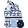 image:imageHudson Baby Unisex Baby Cotton Cap and Scratch Mitten SetBlue Elephant