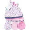 image:imageHudson Baby Unisex Baby Cotton Cap and Scratch Mitten SetBlue Pink Floral 8pack