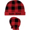 image:imageHudson Baby Unisex Baby Cotton Cap and Scratch Mitten SetBuffalo Plaid Bear