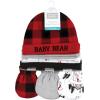 image:imageHudson Baby Unisex Baby Cotton Cap and Scratch Mitten SetBuffalo Plaid Bear