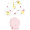 image:imageHudson Baby Unisex Baby Cotton Cap and Scratch Mitten SetGirl Yellow Safari