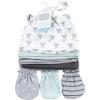 image:imageHudson Baby Unisex Baby Cotton Cap and Scratch Mitten SetModern Elephant