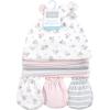 image:imageHudson Baby Unisex Baby Cotton Cap and Scratch Mitten SetPink Gray Floral