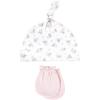 image:imageHudson Baby Unisex Baby Cotton Cap and Scratch Mitten SetPink Gray Floral
