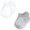 image:imageHudson Baby Unisex Baby NonSkid NoShow SocksBlack Gray Stripes