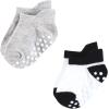 image:imageHudson Baby Unisex Baby NonSkid NoShow SocksBlack Gray Stripes