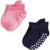 image:imageHudson Baby Unisex Baby NonSkid NoShow SocksPink Navy Stripe