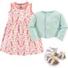 image:imageHudson Baby babygirls Cotton Dress Cardigan and Shoe SetSea