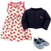 image:imageHudson Baby babygirls Cotton Dress Cardigan and Shoe SetWatermelon