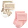 image:imageHudson Baby babygirls Cotton Rich Newborn and Terry SocksPink Tan Stripe