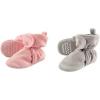 image:imageHudson Baby Cozy Velour Booties 2PackLight PinkHeather Gray