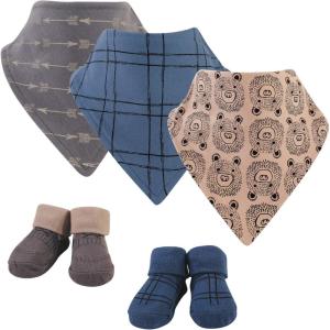 image:imageHudson Baby 5pc Bib and Sock Set Black Bear 09 Months