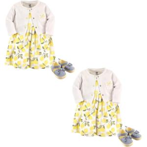 image:imageHudson Baby Baby Girls Cotton Dress Cardigan and Shoe Multipack SetLemon 6piece