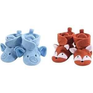 image:imageHudson Baby Cozy Fleece Booties 2PackBlue ElephantOrange Fox