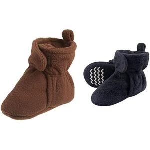 image:imageHudson Baby Cozy Fleece Booties 2PackBrownNavy Heather Gray