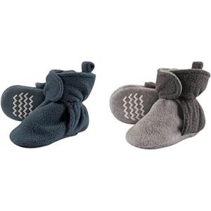 image:imageHudson Baby Cozy Fleece Booties 2PackCoronet BlueCharcoal Heather Gray