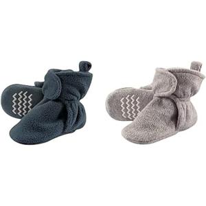 image:imageHudson Baby Cozy Fleece Booties 2PackCoronet BlueHeather Gray