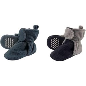 image:imageHudson Baby Cozy Fleece Booties 2PackCoronet BlueNavy Heather Gray