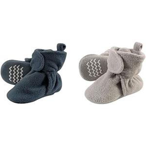 image:imageHudson Baby Cozy Fleece Booties 2PackCoronet BlueNeutral Gray