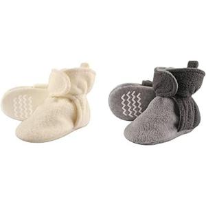 image:imageHudson Baby Cozy Fleece Booties 2PackCreamCharcoal Heather Gray