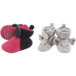 image:imageHudson Baby Cozy Fleece Booties 2PackDark Pink NavyNeutral Elephant