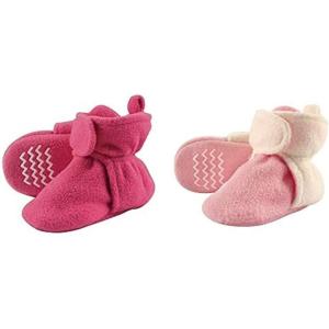 image:imageHudson Baby Cozy Fleece Booties 2PackDark PinkLight Pink Cream