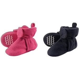 image:imageHudson Baby Cozy Fleece Booties 2PackDark PinkNavy Heather Gray