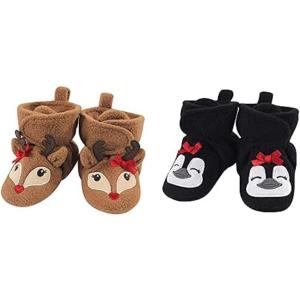 image:imageHudson Baby Cozy Fleece Booties 2PackGirl ReindeerGirl Penguin