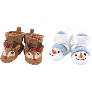 image:imageHudson Baby Cozy Fleece Booties 2PackGirl ReindeerSnowman
