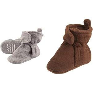 image:imageHudson Baby Cozy Fleece Booties 2PackHeather GrayBrown