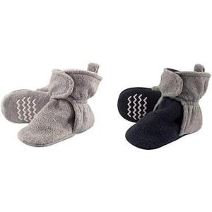 image:imageHudson Baby Cozy Fleece Booties 2PackHeather GrayNavy Heather Gray