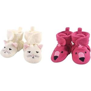 image:imageHudson Baby Cozy Fleece Booties 2PackKittyPink Flamingo