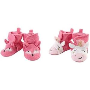 image:imageHudson Baby Cozy Fleece Booties 2PackMiss FoxPink Rainbow Unicorn