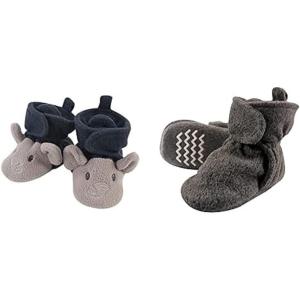 image:imageHudson Baby Cozy Fleece Booties 2PackNavy Gray ElephantDark Gray