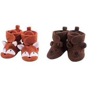 image:imageHudson Baby Cozy Fleece Booties 2PackOrange FoxBrown Bear