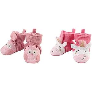 image:imageHudson Baby Cozy Fleece Booties 2PackPink OwlPink Rainbow Unicorn