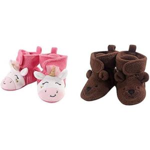 image:imageHudson Baby Cozy Fleece Booties 2PackPink Star UnicornBrown Bear