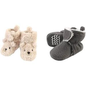 image:imageHudson Baby Cozy Fleece and Sherpa Booties 2PackBearCharcoal