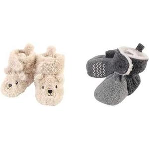 image:imageHudson Baby Cozy Fleece and Sherpa Booties 2PackBearHeather Charcoal Heather Gray