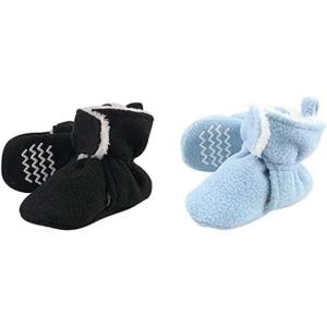 image:imageHudson Baby Cozy Fleece and Sherpa Booties 2PackBlackLight Blue