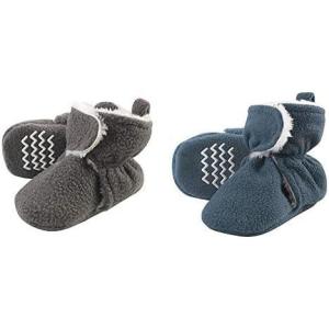 image:imageHudson Baby Cozy Fleece and Sherpa Booties 2PackCharcoalCoronet Blue