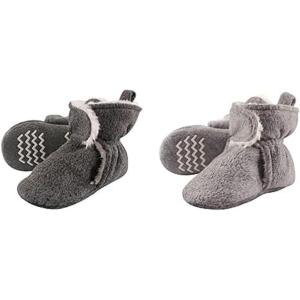 image:imageHudson Baby Cozy Fleece and Sherpa Booties 2PackHeather CharcoalHeather Gray