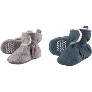 image:imageHudson Baby Cozy Fleece and Sherpa Booties 2PackHeather GrayCoronet Blue