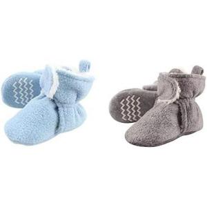 image:imageHudson Baby Cozy Fleece and Sherpa Booties 2PackLight BlueHeather Gray