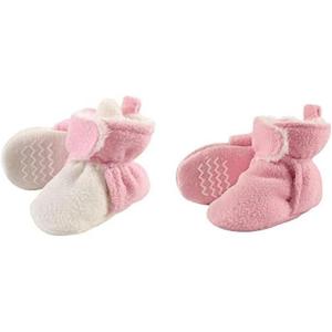 image:imageHudson Baby Cozy Fleece and Sherpa Booties 2PackLight Pink CreamLight Pink
