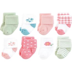 image:imageHudson Baby Infant Girl Cotton Rich Newborn and Terry Socks Coral Pretty Floral 06 Months