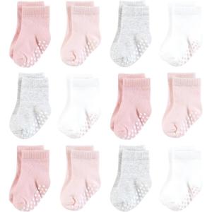image:imageHudson Baby Infant Girl Cotton Rich Newborn and Terry Socks Pink Gray Basic 612 Months