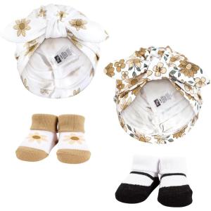 image:imageHudson Baby Infant Girls Turban and Socks Set One SizeGolden Daisy Outline