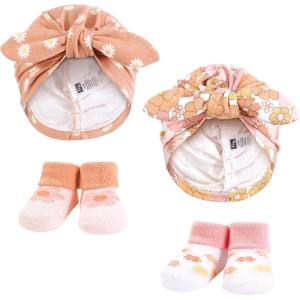 image:imageHudson Baby Infant Girls Turban and Socks Set One SizePeace Love and Flowers